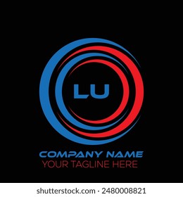 LU letter logo creative design. LU unique design. LU letter logo design on black background.