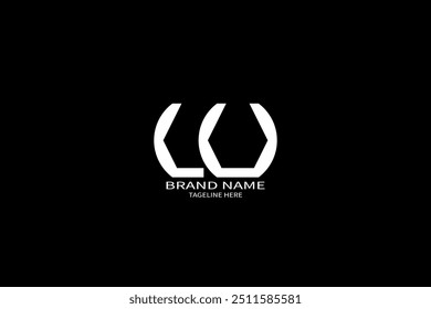 Diseño del logotipo de la letra de LU. círculo, triángulo, hexágono, estilo plano y simple con el logotipo blanco de la letra de la variación del color fijado en una mesa de trabajo. LU minimalista