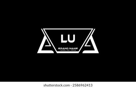 LU letter logo design. circle, triangle, hexagon, flat and simple style with white color variation letter logo set in one artboard. LU minimalist