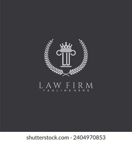 Logotipo de monograma de letra LU para la firma de abogados con diseño de imagen de la corona del pilar