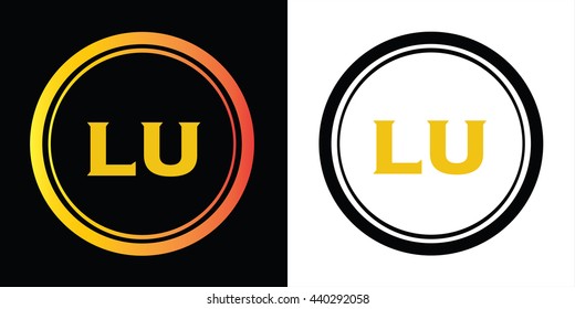LU letters icon design template elements in abstract background logo, design identity in circle, alphabet letter