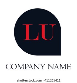 LU Letters red , Abstract black background logo, Design identity in shape, Alphabet letter
