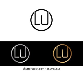 Lu Logo. Letter Design Vector with Red and Black Gold Silver Colors