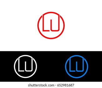 Lu Logo. Letter Design Vector with Red and Black Gold Silver Colors