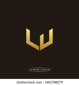 LU Logo Letter Initial Logo Designs Templete with Gold and Black Background