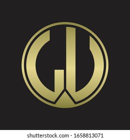 LU Logo monogram circle with piece ribbon style on gold colors