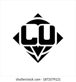 LU Logo monogram with circle shape and square rotate rounded design template on white background