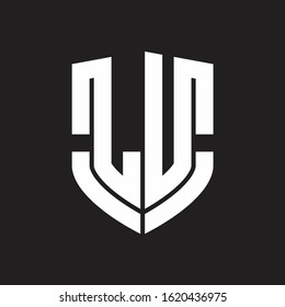 LU Logo monogram with emblem shield shape design isolated on black background