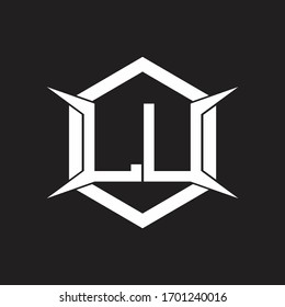 Monograma del logotipo de la LU con modelo hexagonal y de cuatro ejes