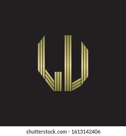 LU Logo monogram outline style linked isolated with gold colors
