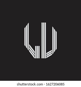 LU Logo monogram with outline style linked isolated on black background