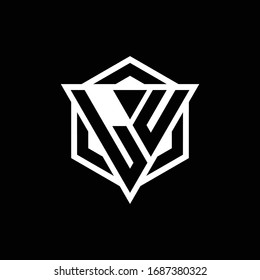 LU logo monogram with triangle and hexagon shape combination isolated on back and white colors