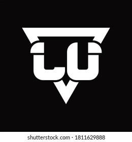 LU Logo monogram with triangle shape rounded design template on black background