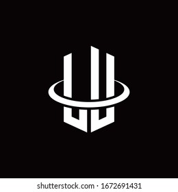 LU monogram logo in a hexagon style and surrounded by a ring