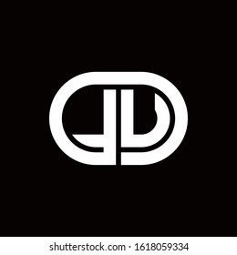 LU monogram logo with an oval style on a black background	