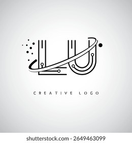 LU Orbit Monogram Logo – Futuristic Minimal Letter mark with Circular Line Art, Tech-Inspired Dots and Space Motion Concept for Modern Branding Identity