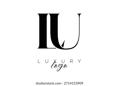 Letra LU Serif Monogram Tipografia Logotipo para identidade de marca premium elegante