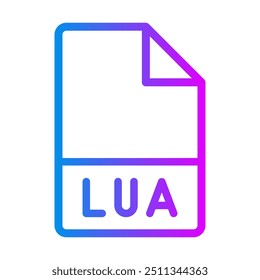 Tipo de arquivo de documento Lua, novos ícones de gradiente para desenvolvedores e designers. ilustração vetorial.