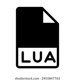 Lua file format icons. Files type symbol document icon. With a black fill design style