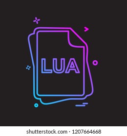 LUA file type icon design vector