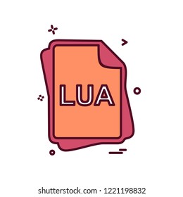 LUA file type icon design vector