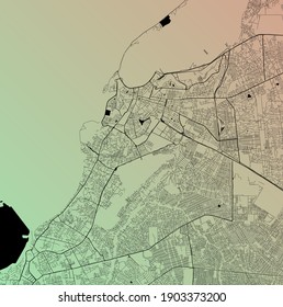 Luanda, Angola (AGO) - Urban Vektor Stadtplan mit Parks, Schiene und Straße, Autobahnen, minimalistisches Stadtplan-Design-Plakat, Stadtzentrum, Innenstadt, Transitnetz, Farbverlauf-Plan