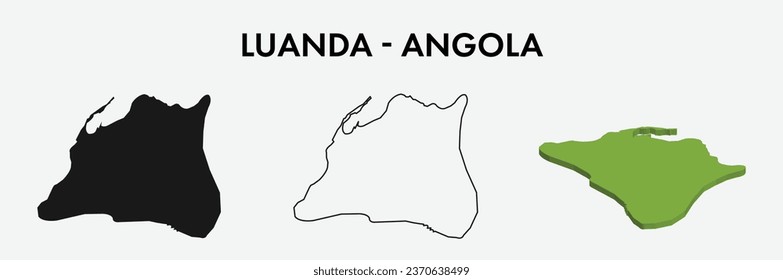 Luanda Angola Stadtplan setzt Vektorgrafik-Design einzeln auf weißem Hintergrund. Konzept der Reise und Geografie.