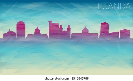 Luanda Angola City Skyline Vector Silhouette. Broken Glass Abstract Geometric Dynamic Textured. Banner Background. Colorful Shape Composition.