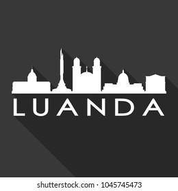 Luanda Angola Flat Icon Skyline Silhouette Design City Vector Art Famous Buildings.