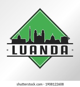 Luanda, Angola Skyline Logo. Adventure Landscape Design Vector City Illustration Vector.