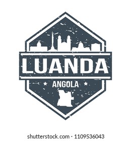 Luanda Angola Travel Stamp Icon Skyline City Design Tourism. Seal Passport Vector.