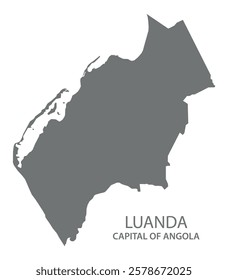 Luanda capital city map of  Angola grey illustration silhouette