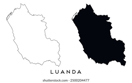 Luanda map outline and black silhouette vector