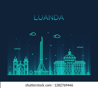 Luanda skyline, Angola. Trendy vector illustration, linear style