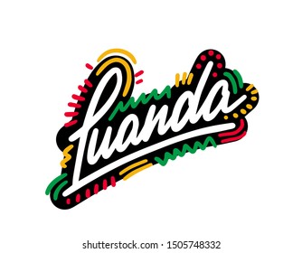 Luanda Word Text with Handwritten Fon Design Illustration Vector.