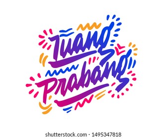 Luang Prabang city text design on background for typographic logo icon design