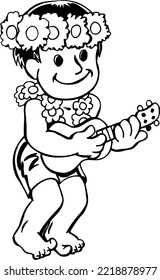Luau Boy Cartoon Vector Illustration