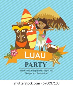 Luau Party Invitation Card