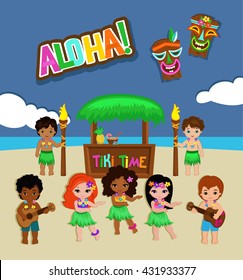 Luau Party Invitation. Vector Illustration.