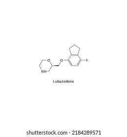 Lubazodone Molecule Flat Skeletal Structure, SARI - Selective Serotonin Reuptake Inhibitor. Vector Illustration On White Background.