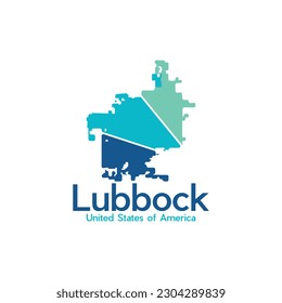 Diseño geométrico creativo del mapa de la ciudad de Lubbock