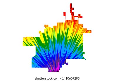 Lubbock city (United States of America, USA, U.S., US, United States cities, usa city)- map is designed rainbow abstract colorful pattern, City of Lubbock map made of color explosion,