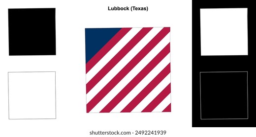 Lubbock County (Texas) outline map set