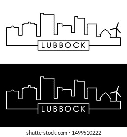 Lubbock skyline. Linear style. Editable vector file.