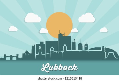 Lubbock skyline - Texas, United States of America, USA - vector illustration