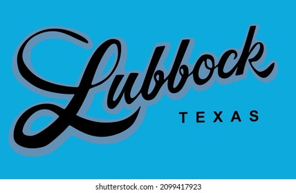 Lubbock texas on blue background