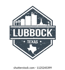 Lubbock Texas Travel Stamp Icon Skyline City Design Tourism Badge Rubber.