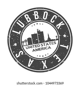 Lubbock Texas USA Round Stamp Icon Skyline City Design Badge Rubber.