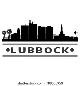 Lubbock Texas USA Skyline Silhouette Stamp City Design Vector Art Template