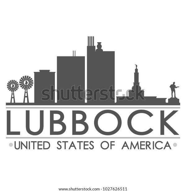 Lubbock Texas Usa Skyline Silhouette Design Stock Vector (Royalty Free
